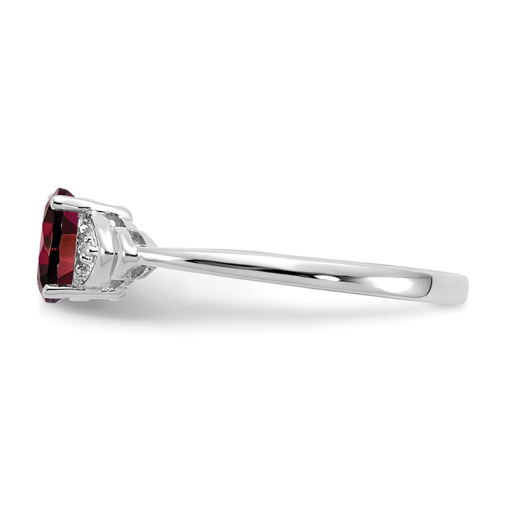 14k White Gold Garnet and Real Diamond Ring