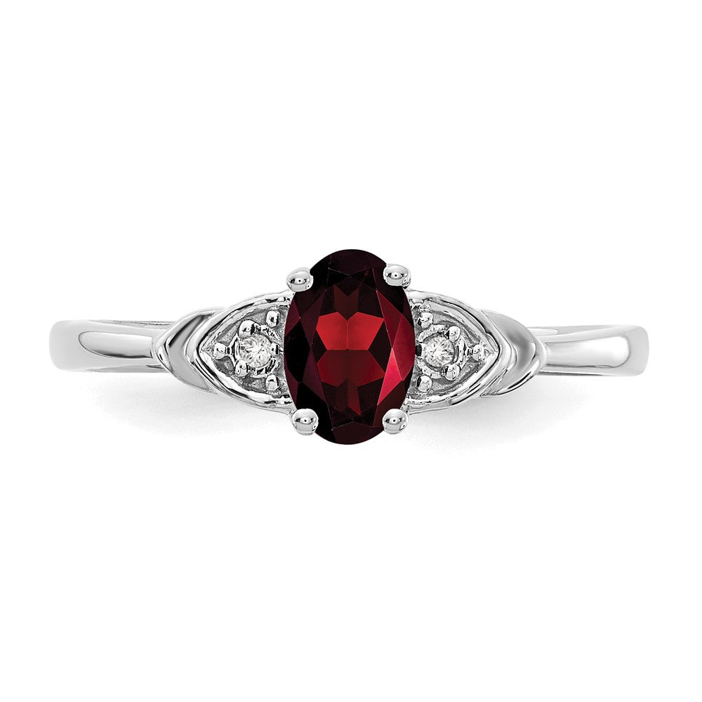 14k White Gold Garnet and Real Diamond Ring