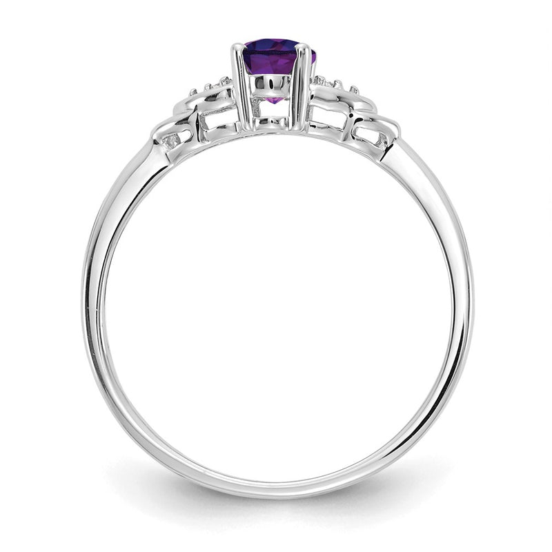 14k White Gold Amethyst and Real Diamond Ring
