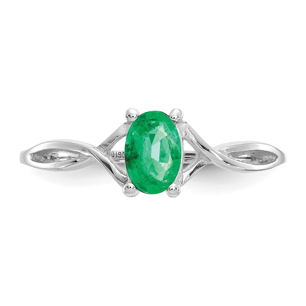 14k White Gold Emerald Birthstone Ring