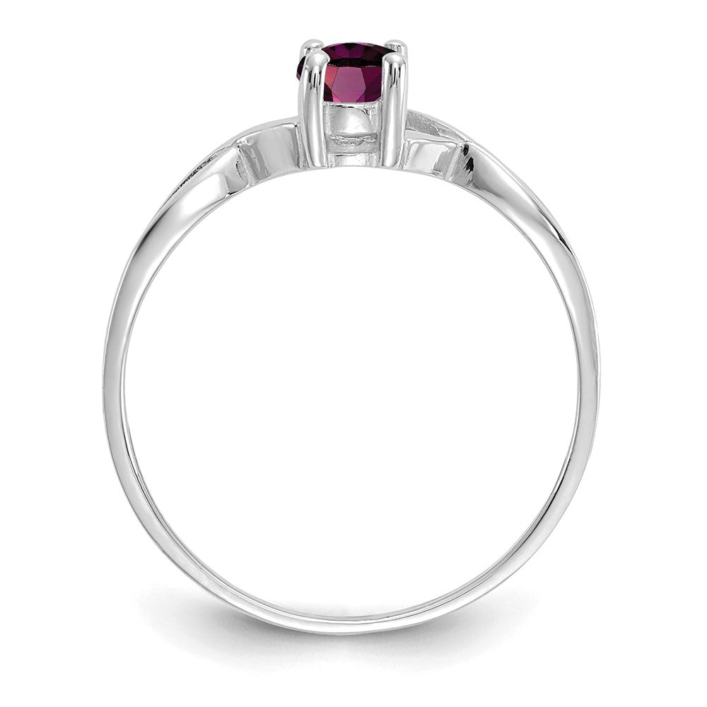 Solid 14k White Gold Rhodolite Simulated Garnet Birthstone Ring