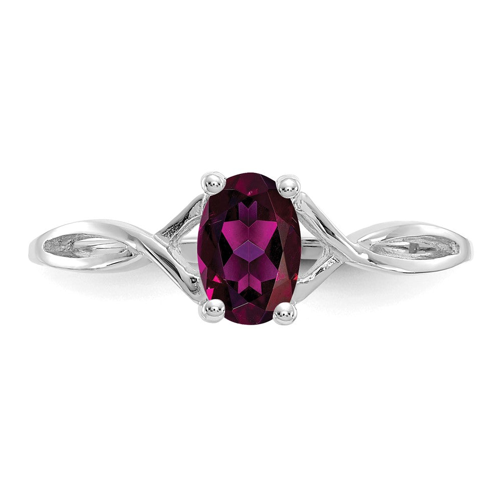 Solid 14k White Gold Rhodolite Simulated Garnet Birthstone Ring