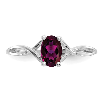 Solid 14k White Gold Rhodolite Simulated Garnet Birthstone Ring