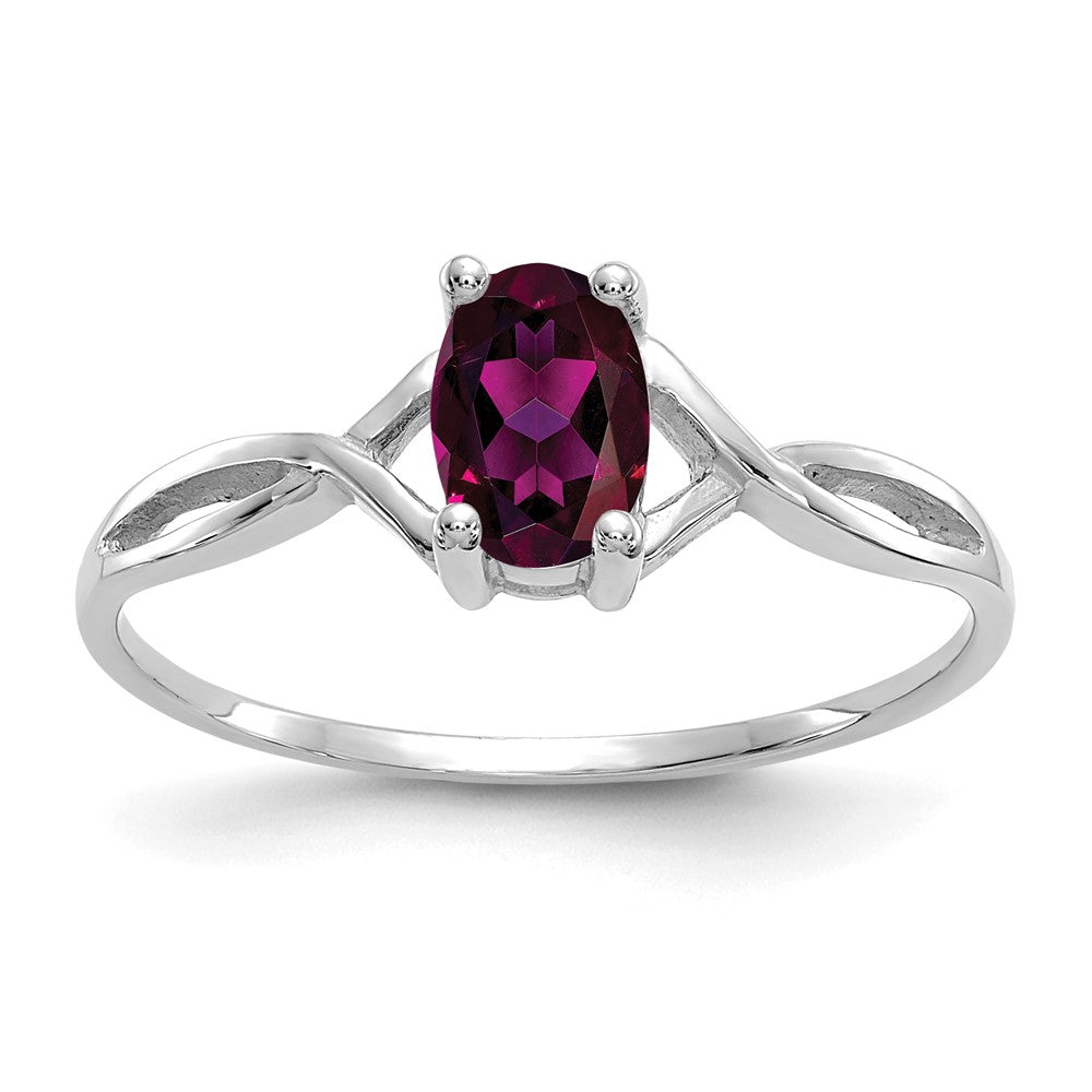 Solid 14k White Gold Rhodolite Simulated Garnet Birthstone Ring