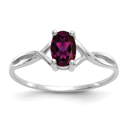 Solid 14k White Gold Rhodolite Simulated Garnet Birthstone Ring