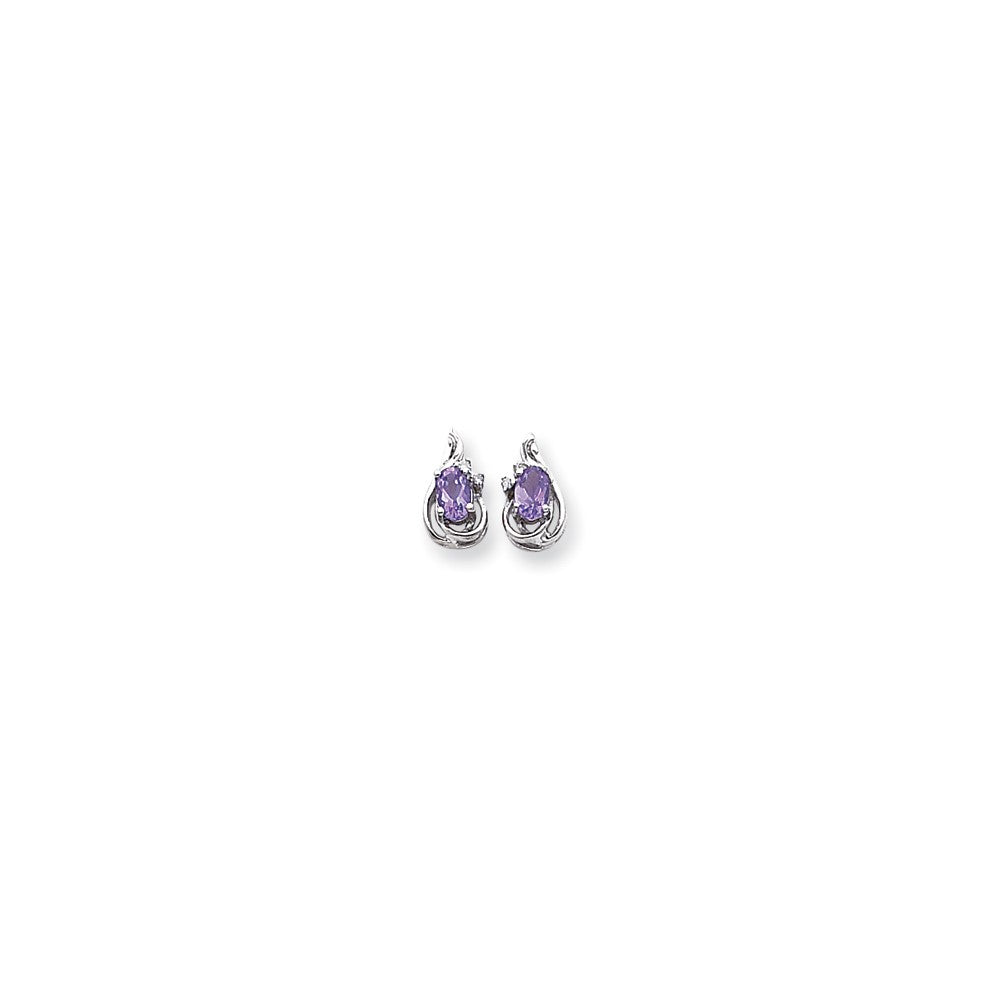 14k White Gold WG Dia & AM Earrings