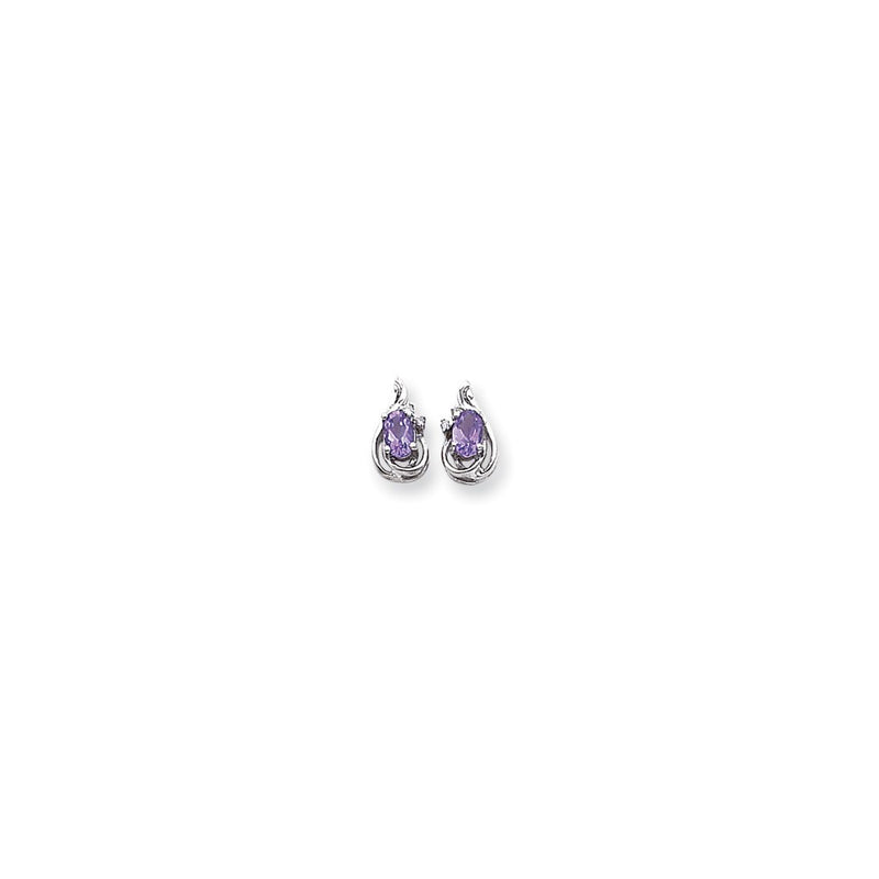 14k White Gold WG Dia & AM Earrings