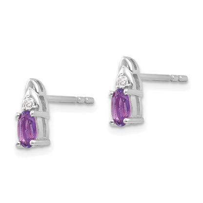 14k White Gold Genuine Amethyst Diamond Earring