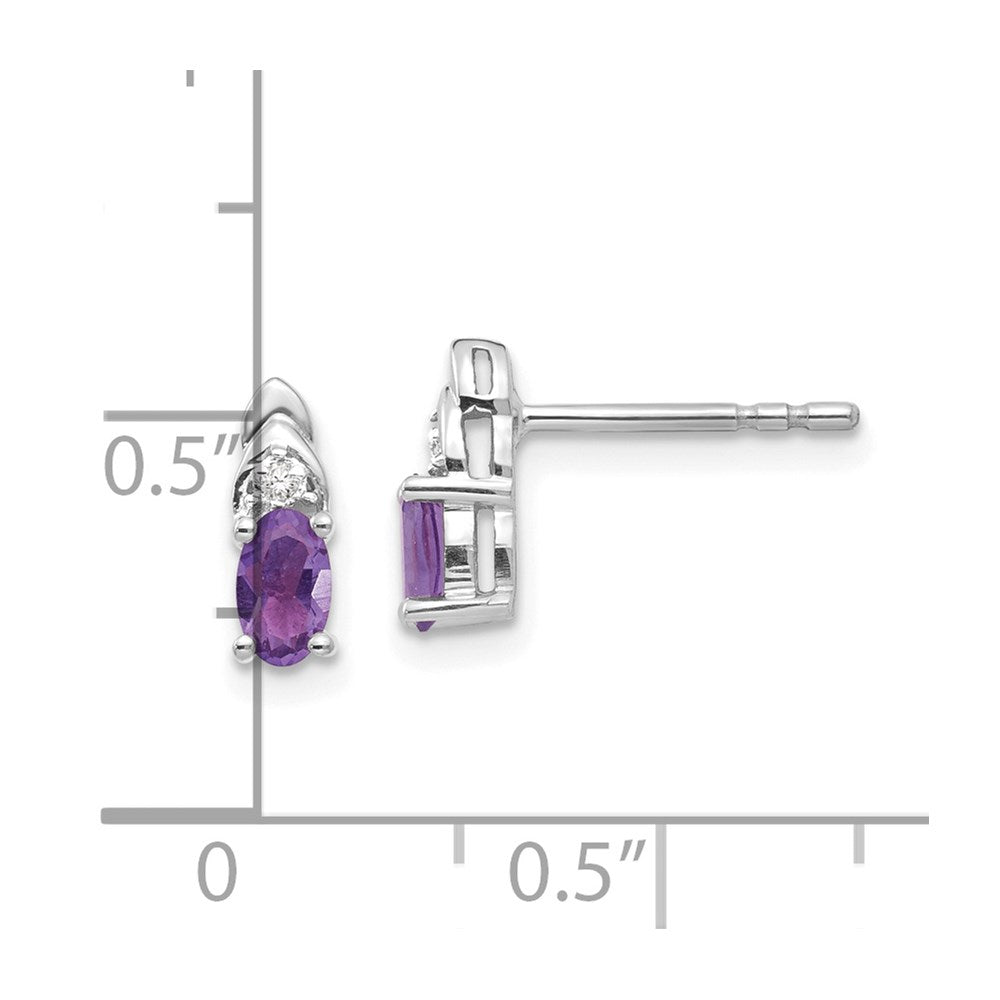 14k White Gold Genuine Amethyst Diamond Earring