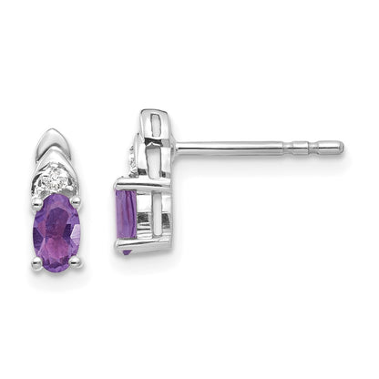 14k White Gold Genuine Amethyst Diamond Earring