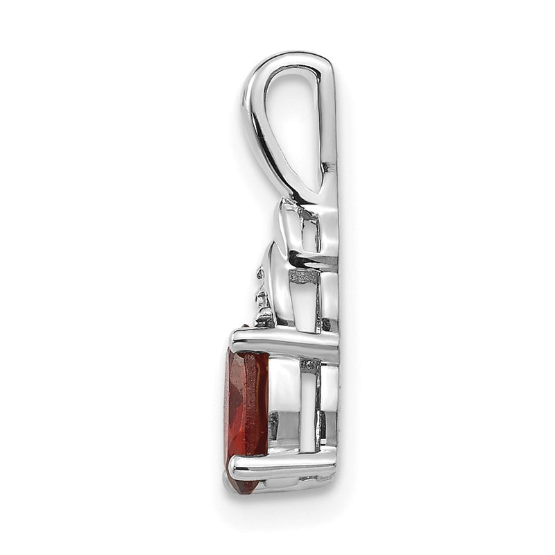 14k White Gold Garnet Diamond Pendant