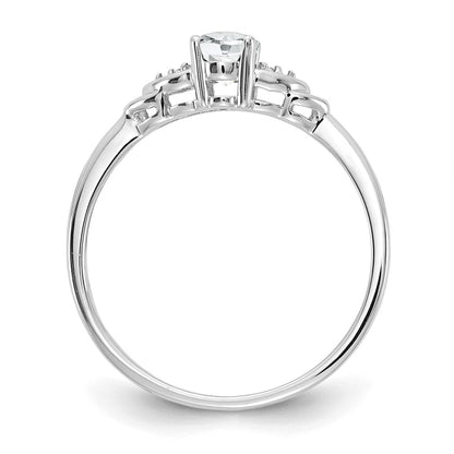 14k White Gold Topaz and Real Diamond Ring
