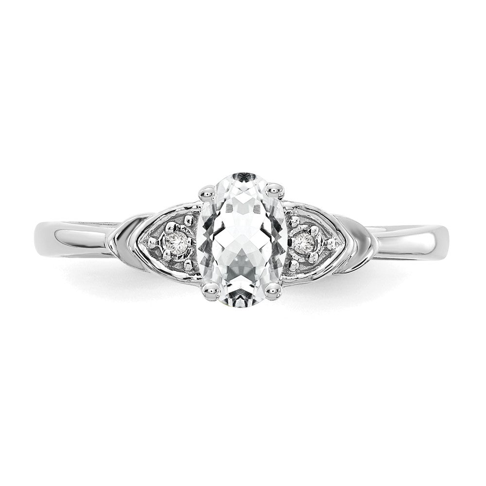 14k White Gold Topaz and Real Diamond Ring