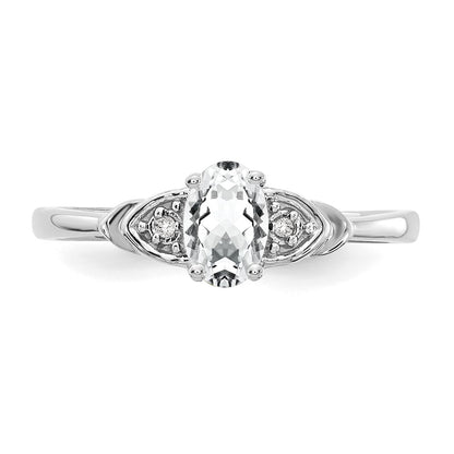 14k White Gold Topaz and Real Diamond Ring