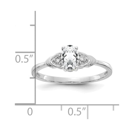 14k White Gold Topaz and Real Diamond Ring
