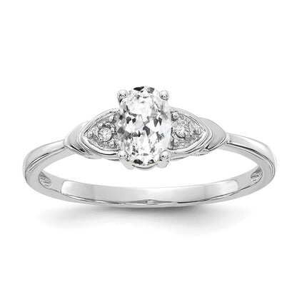 14k White Gold Topaz and Real Diamond Ring