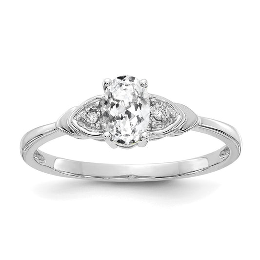 14k White Gold Topaz and Real Diamond Ring
