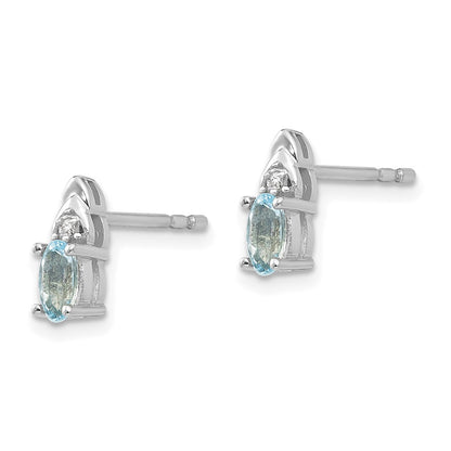 14k White Gold Aquamarine Diamond Earring