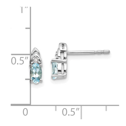 14k White Gold Aquamarine Diamond Earring