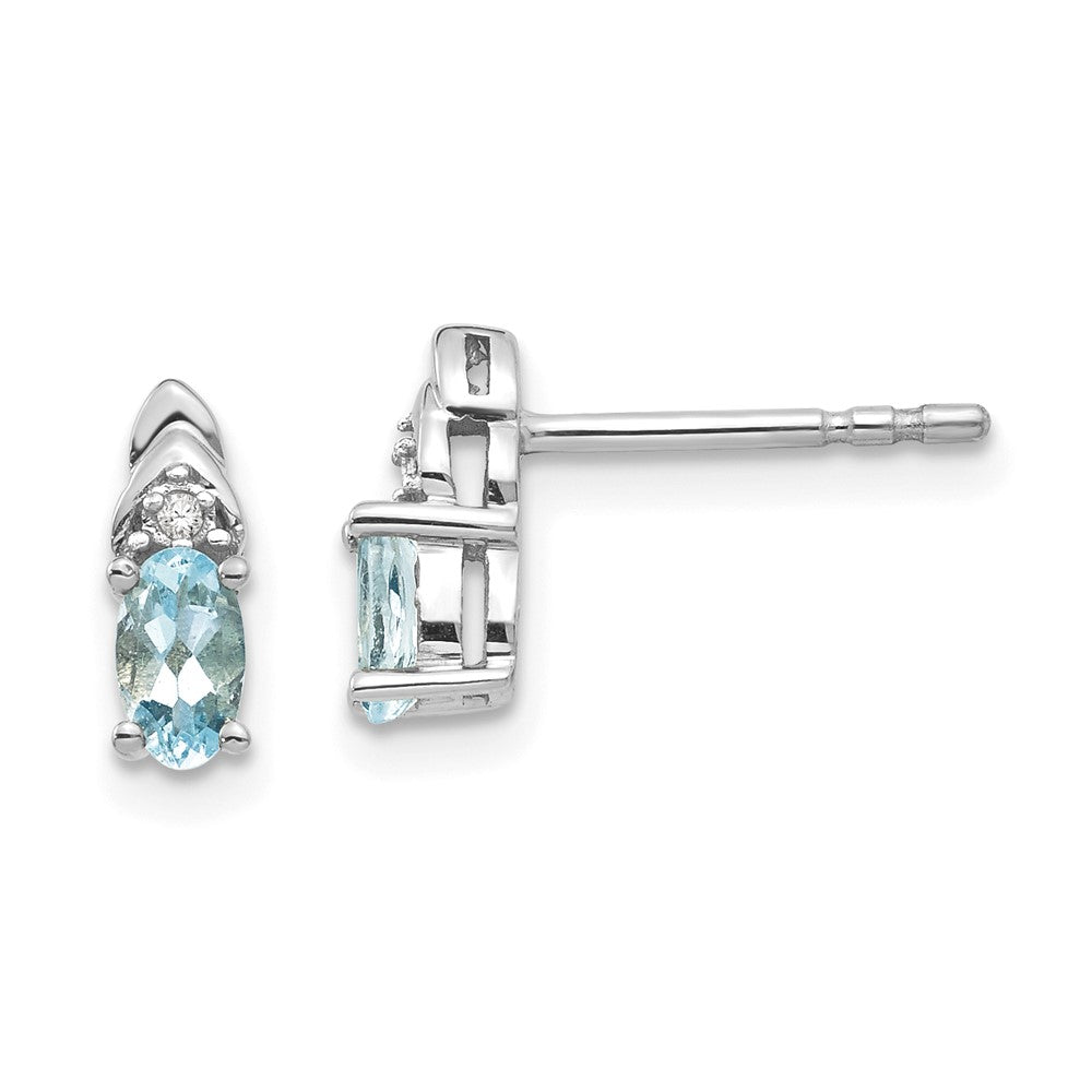 14k White Gold Aquamarine Diamond Earring