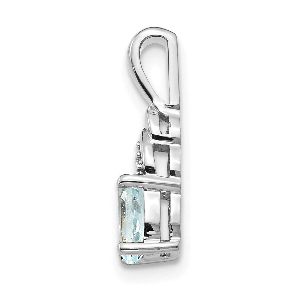 14k White Gold Aquamarine Diamond Pendant