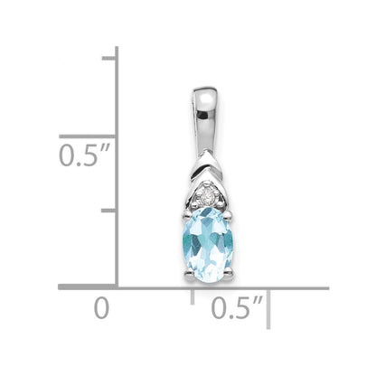 14k White Gold Aquamarine Diamond Pendant