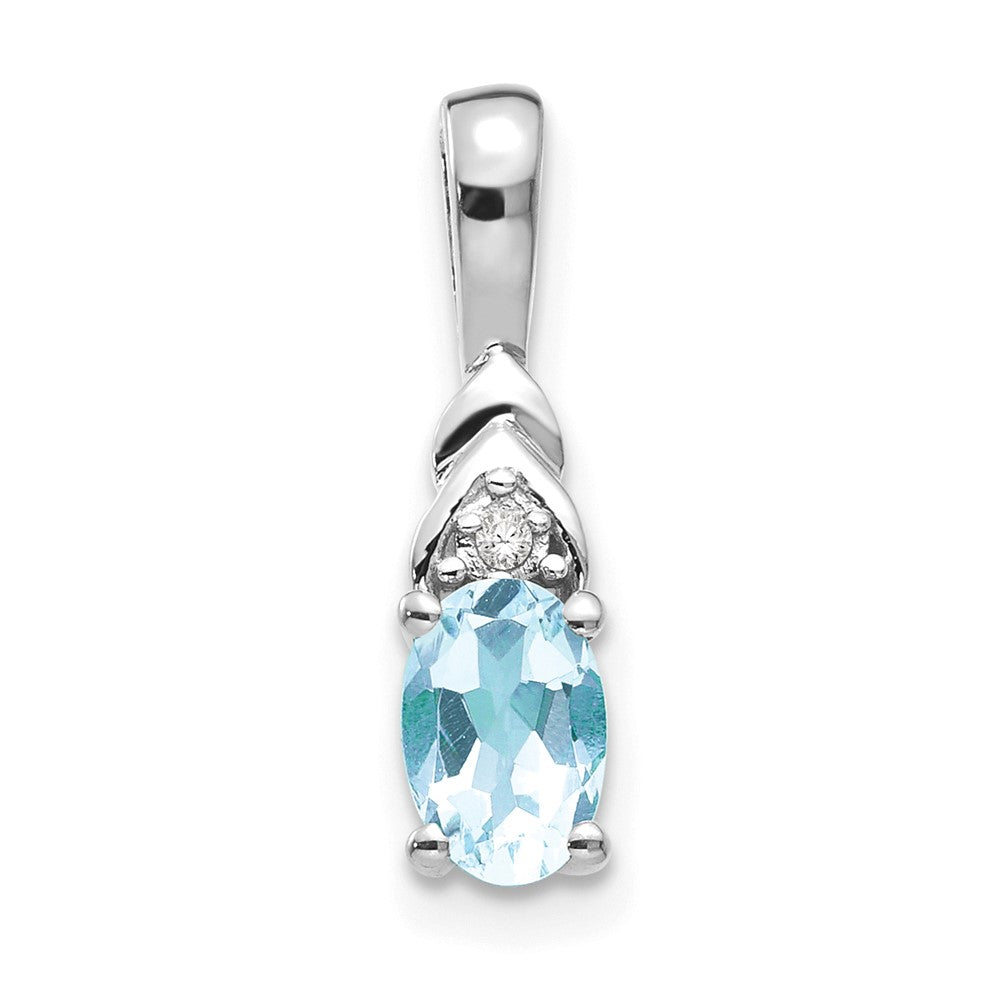 14k White Gold Aquamarine Diamond Pendant