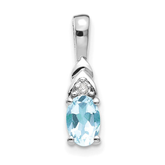 14k White Gold Aquamarine Diamond Pendant
