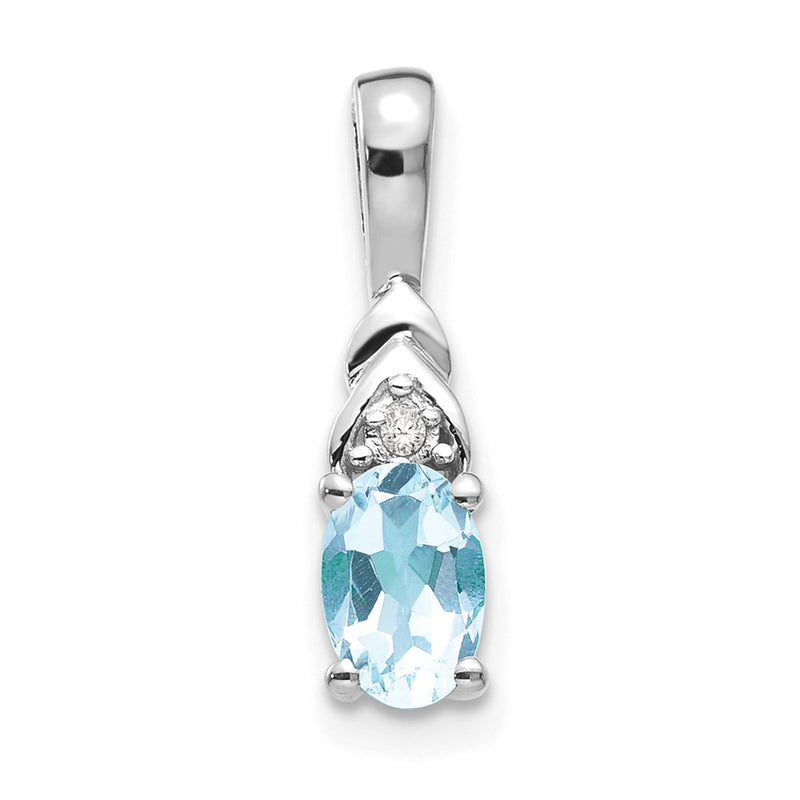 14k White Gold Aquamarine Diamond Pendant