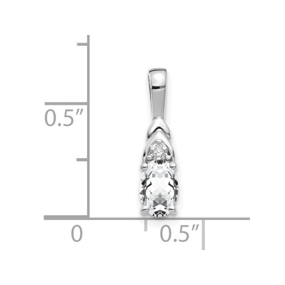 14k White Gold White Topaz Diamond Pendant