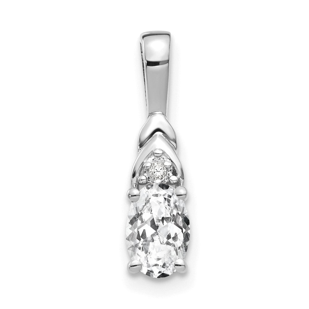 14k White Gold White Topaz Diamond Pendant