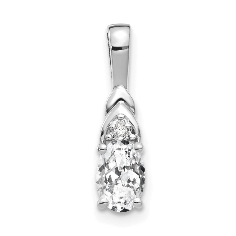 14k White Gold White Topaz Diamond Pendant