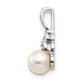 14k White Gold Genuine FW Cultured Pearl Diamond Pendant