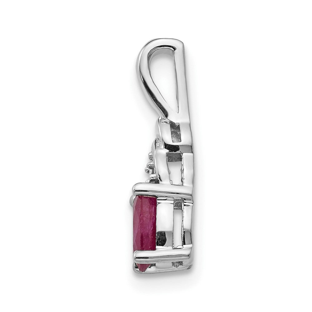 14k White Gold Ruby Diamond Pendant