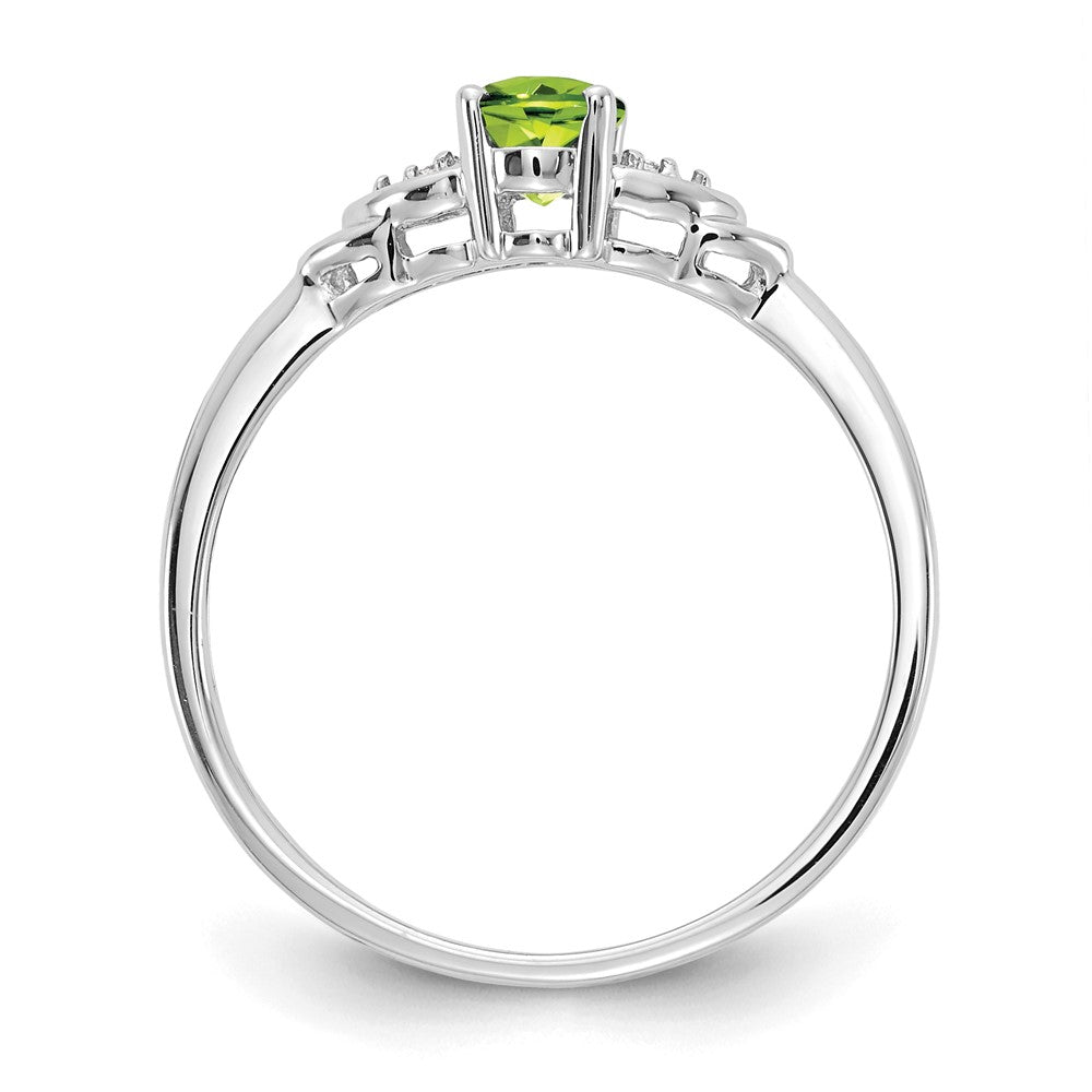 14k White Gold Peridot and Real Diamond Ring