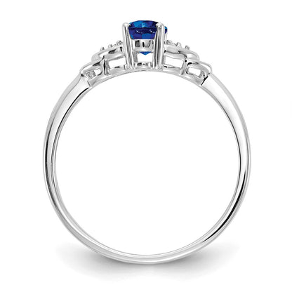 14k White Gold Sapphire and Real Diamond Ring