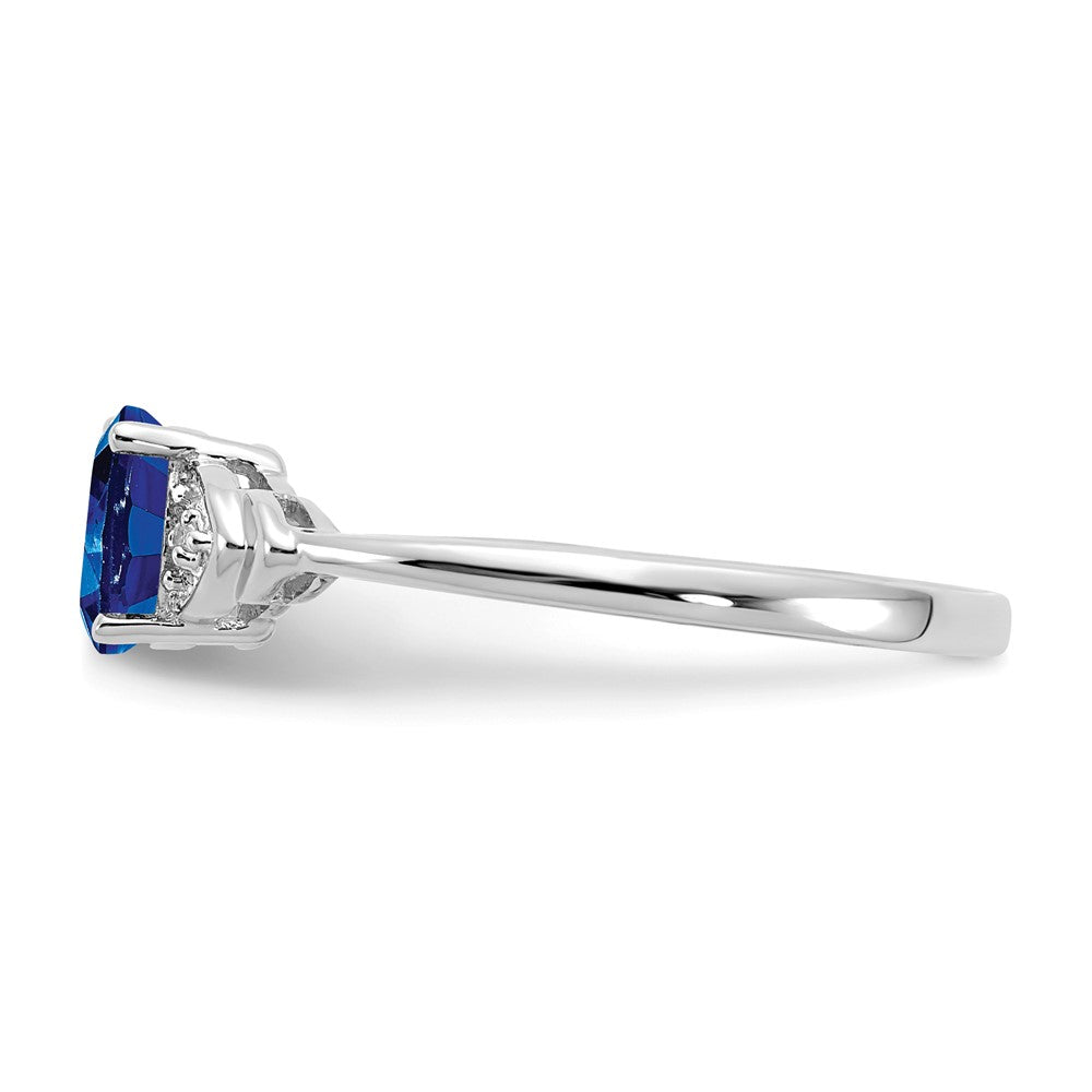 14k White Gold Sapphire and Real Diamond Ring