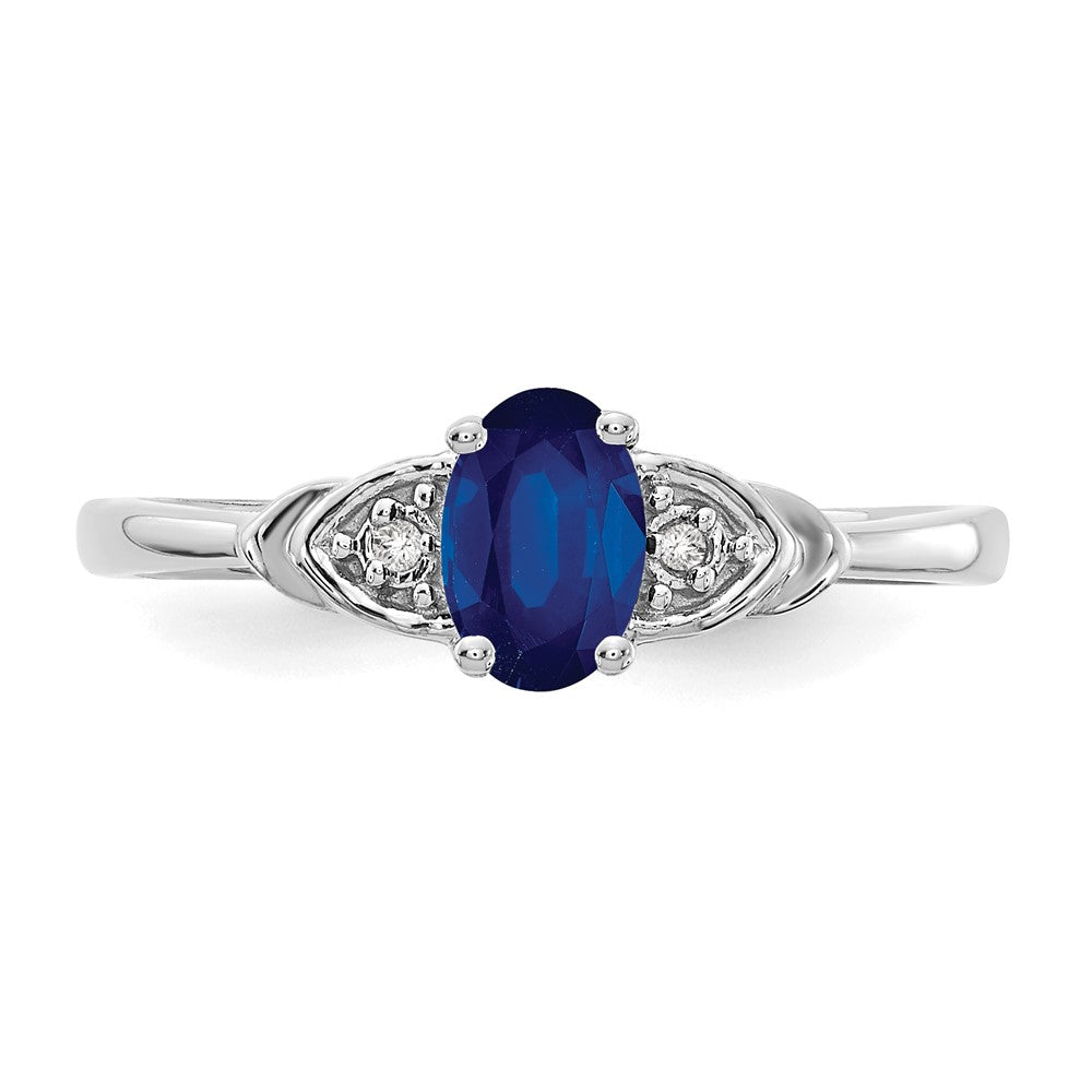 14k White Gold Sapphire and Real Diamond Ring