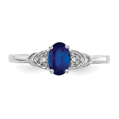 14k White Gold Sapphire and Real Diamond Ring