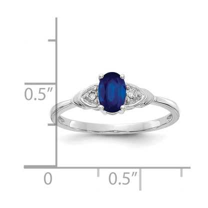 14k White Gold Sapphire and Real Diamond Ring