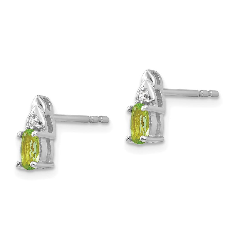 14k White Gold Peridot Diamond Earring