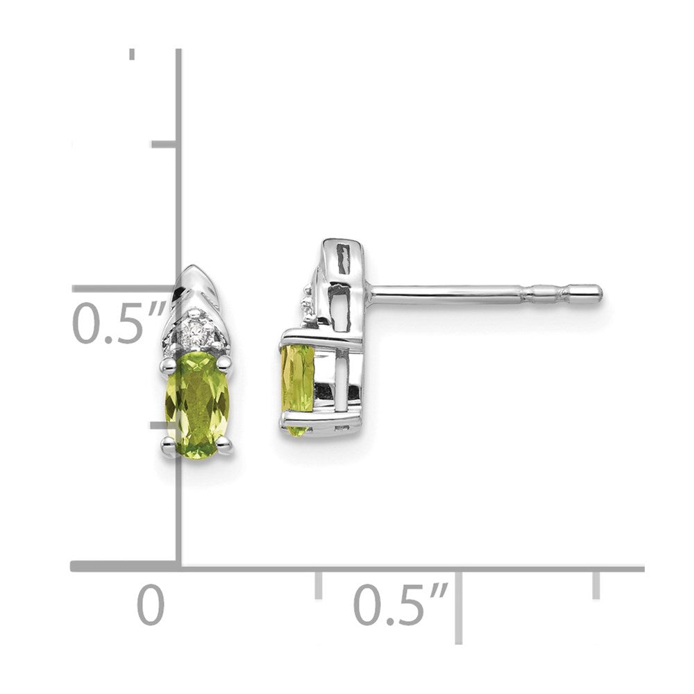14k White Gold Peridot Diamond Earring