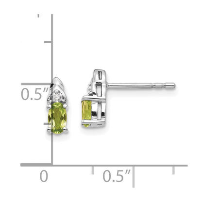 14k White Gold Peridot Diamond Earring