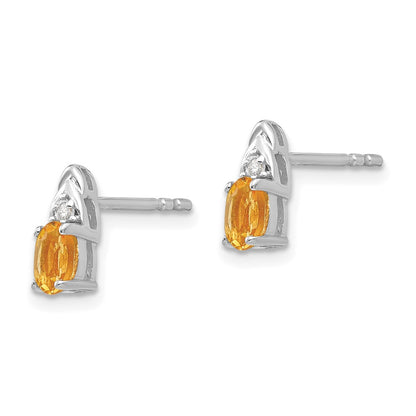 14k White Gold Citrine Diamond Earring