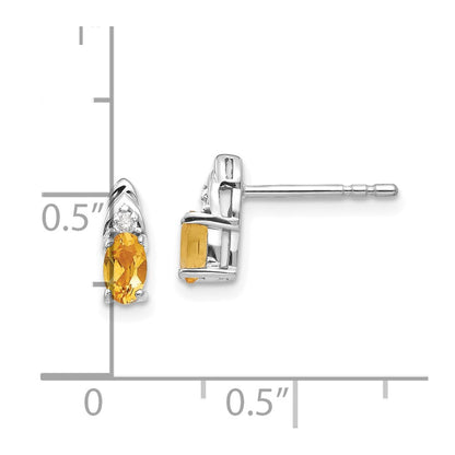 14k White Gold Citrine Diamond Earring