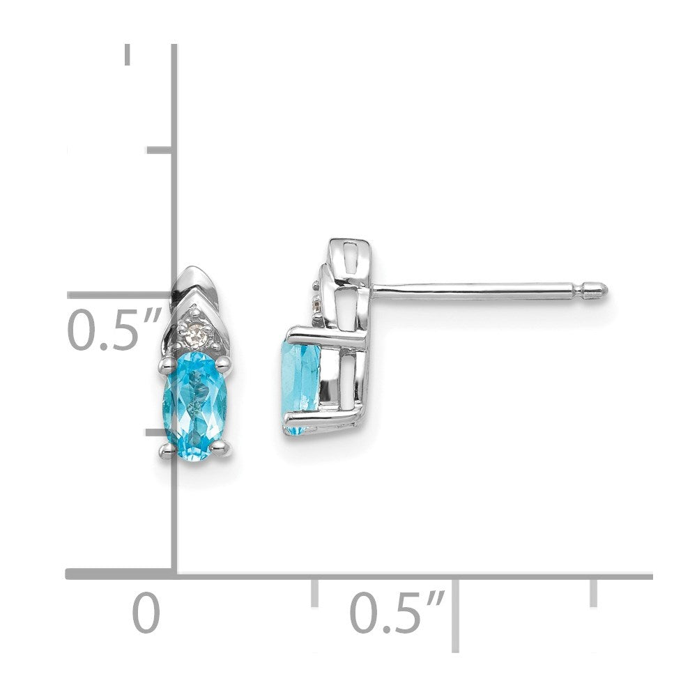 14k White Gold Blue Topaz Diamond Earring