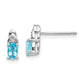 14k White Gold Blue Topaz Diamond Earring