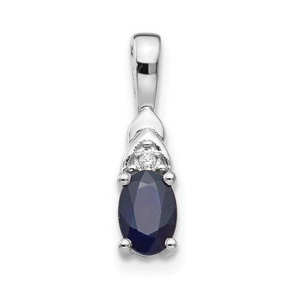 14k White Gold Sapphire Diamond Pendant