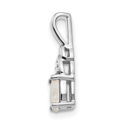 14k White Gold Opal Diamond Pendant