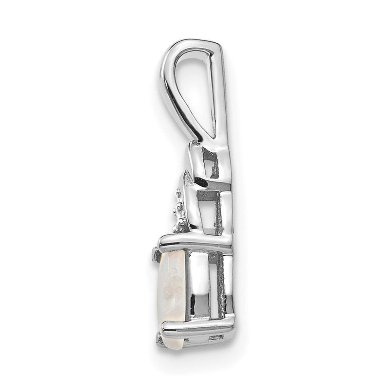14k White Gold Opal Diamond Pendant